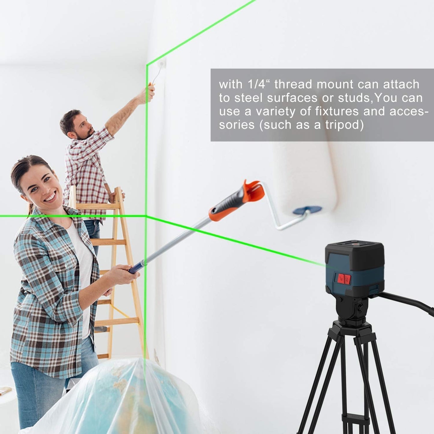 Laser Level, RockSeed Cross Line Laser with Self-Leveling, Vertical and Horizontal Line, Rotatable 360 Degree, Carrying Pouch, Battery Included(Green)