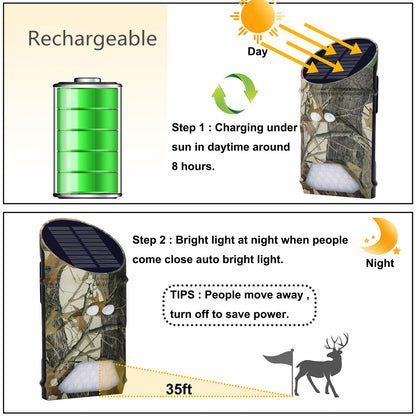 LILBEES Solar Powered Hog Feeder Light-Motion-Activated for Hogs,Deer,Pig Feeding and Yard Varmint Guarding-Campact Camouflage Green Lights Design for Outdoor Night Hunting for Games(G300) 2-Pack