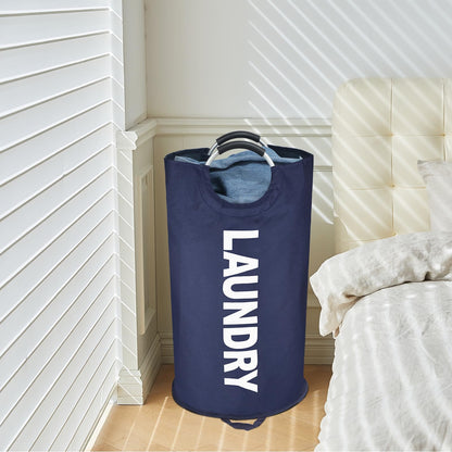 Maxsilan 90L Large Laundry Basket, Freestanding Tall Clothes Hamper, Collapsible Laundry Bag, Dark Blue