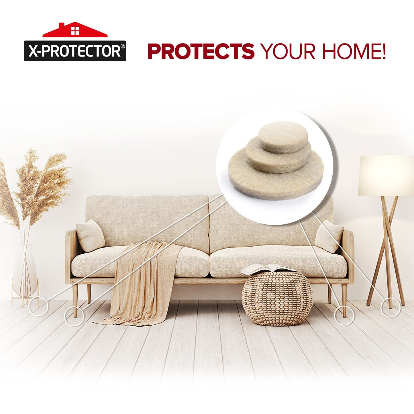 Felt Furniture Pads X-PROTECTOR 181 PCS Premium Furniture Pads - Felt Pads Furniture Feet Best Wood Floor Protectors - Protect Your Hardwood & Laminate Flooring!