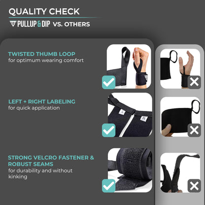 PULLUP & DIP Wrist Wraps, Professional Wrist Support for Weightlifting, Calisthenics, Bodybuilding & Strength Training, Stabilizing & Protective for Women & Men (Pullup & Dip Branding)