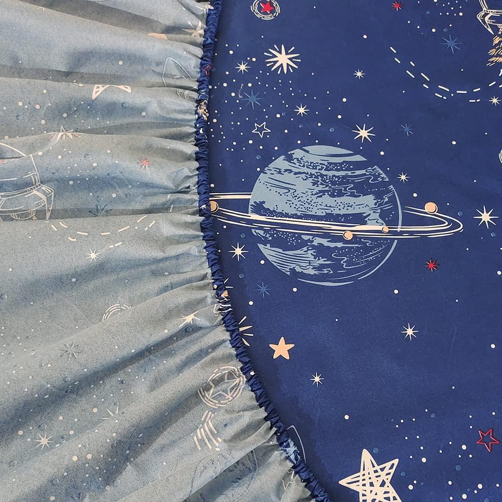 MAG 3 Pcs Bedding Sheet Set Space Galaxy Sheets Planets Stars Rockets Twin Sheet Set for Kids Teens and Space-Lovers,Super Soft Microfiber with1 Fitted Sheet and 2 Pillowcases,Twin Size