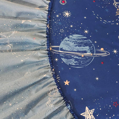 MAG 3 Pcs Bedding Sheet Set Space Galaxy Sheets Planets Stars Rockets Twin Sheet Set for Kids Teens and Space-Lovers,Super Soft Microfiber with1 Fitted Sheet and 2 Pillowcases,Twin Size