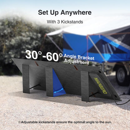 MARBERO 200W Portable Solar Panel for Power Station & DC Devices 200 Watt Foldable Solar Charger >23% High Efficiency IP68 Waterproof Compatible with Solar Generator for Camping RV Outdoor Cloudy