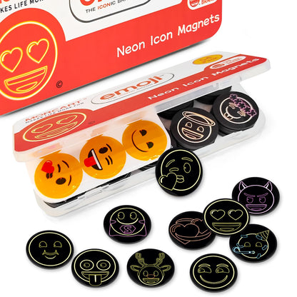 MORCART 54Pcs Emoji Refrigerator Magnets Fridge Magnets for Locker Whiteboard - Neon Magnets Funny Magnets for School Home Kitchen Office Gift for Family and Friend EM-026