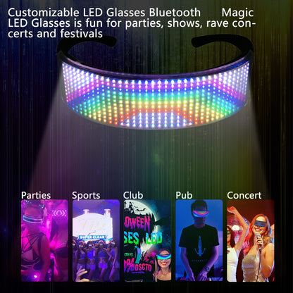 LEAMTUZO Customizable LED Glasses, Bluetooth Light up Glasses for Raves, Festivals, Fun, Parties, Sports, Birthday, Costumes-Display Messages, Animation, DIY Drawings, Equalizer