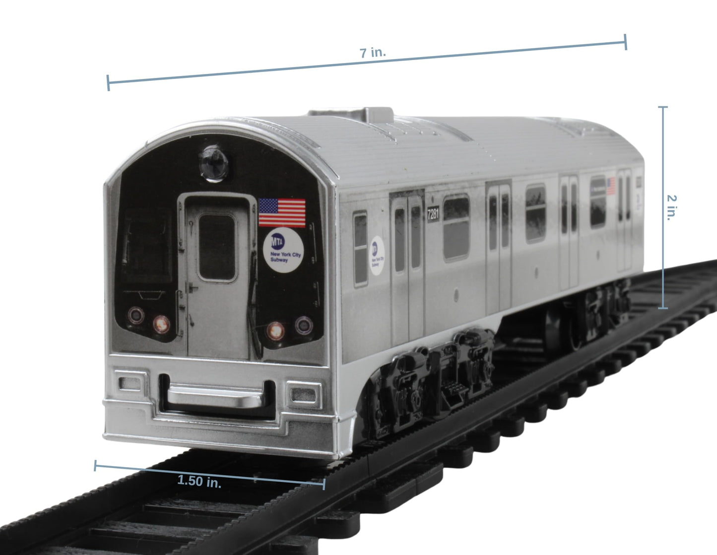 New York MTA New York City 3 Pc. Battery Operated Train Set with Track ,39" X 25",Silver