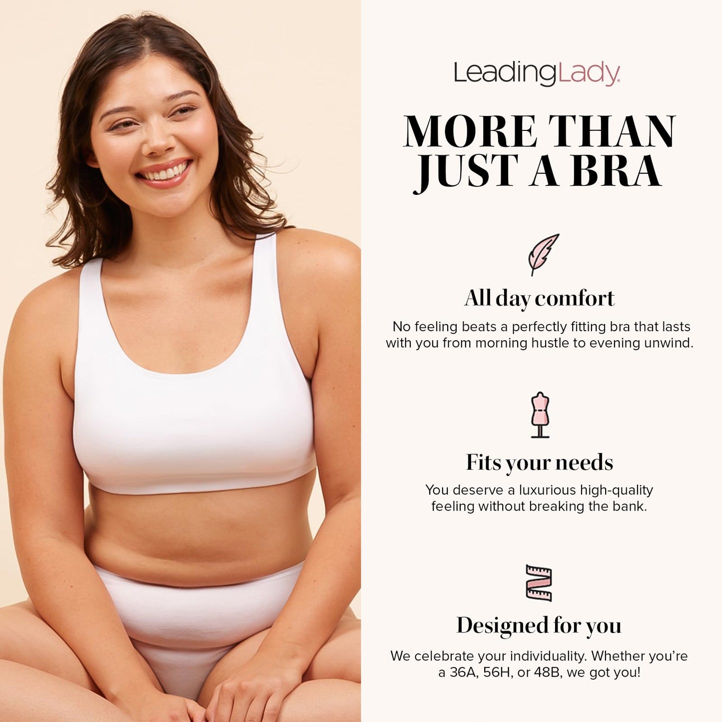 Leading Lady Sports Bra for Women - The Serena Wirefree Sports Bra - White