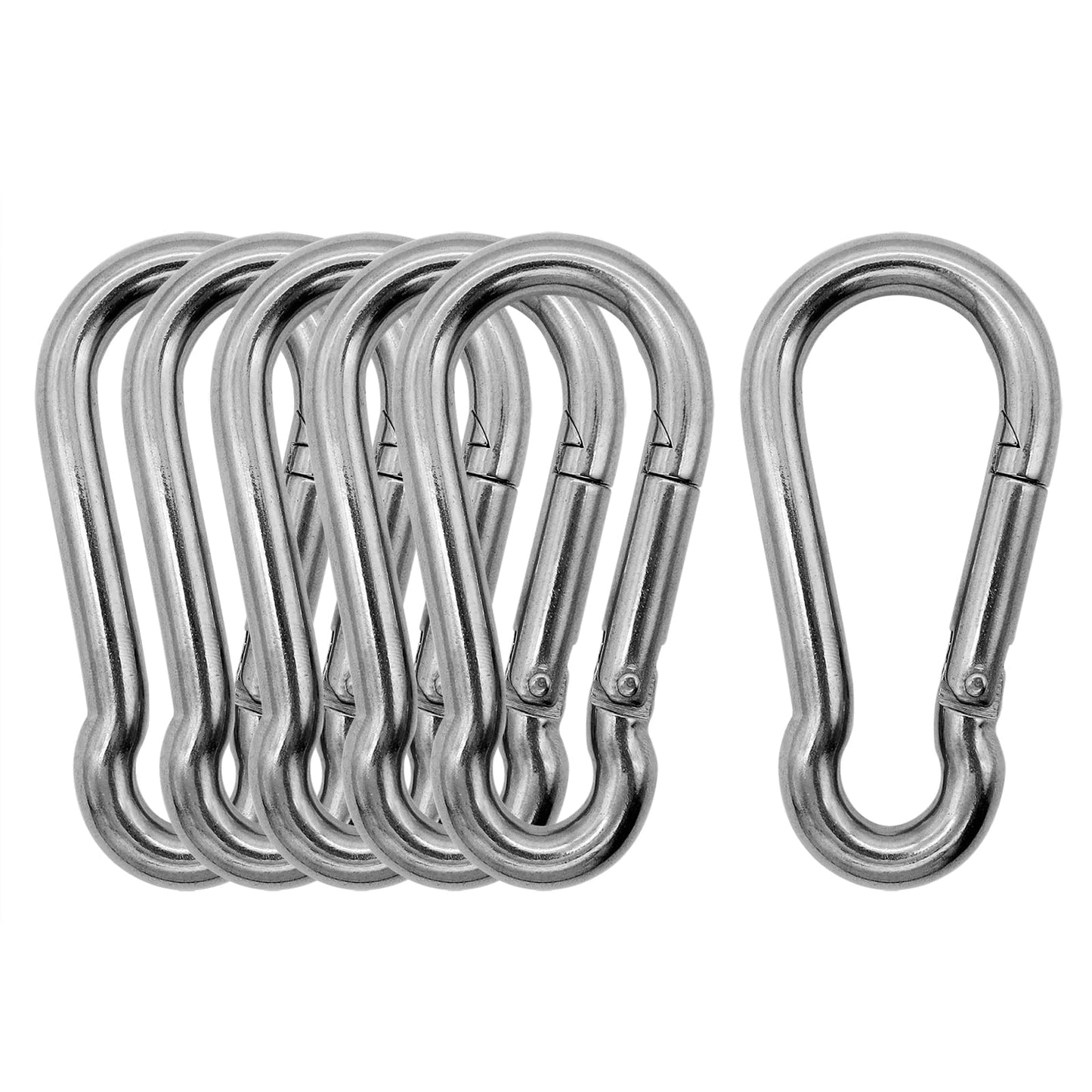 Outmate 304 Stainless Steel Carabiners -2.36 inch Heavy Duty, Durable & Rust-Free Clips for Gym, Swing, Dog Leashes, Hammocks, Keychains, and More(304,M6,Pack of 6)