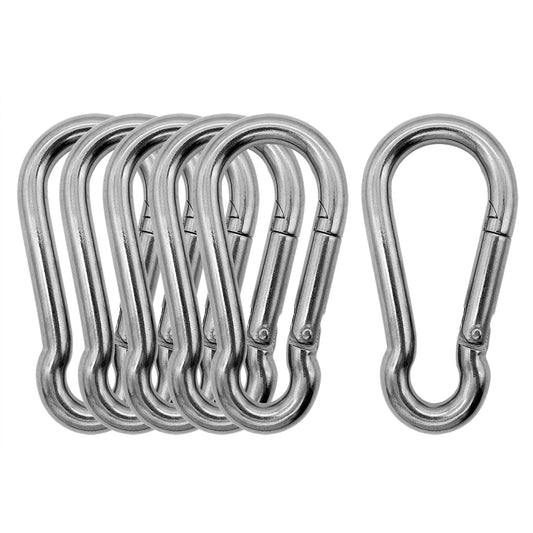 Outmate 304 Stainless Steel Carabiners -2.36 inch Heavy Duty, Durable & Rust-Free Clips for Gym, Swing, Dog Leashes, Hammocks, Keychains, and More(304,M6,Pack of 6)