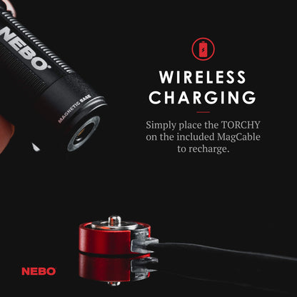 NEBO Torchy Rechargeable Pocket Flashlight | 1,000 Lumens, 5 Light Modes, Magnetic Base & Steel Clip, Water Resistant, LED Mini Flashlight for EDC & Camping, Includes Charging Cable