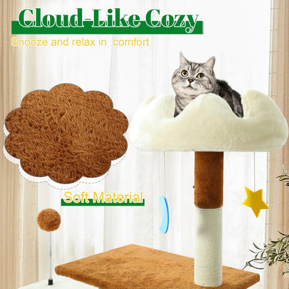 41 Inches Cat Tree Tower with Scratching Post, Tall Cat Trees for Indoor Cats Large Adult, Multi-Level Cozy Plush Cat Houses & Condo Furniture with Top Perch, Cats Climbing Towers(White)