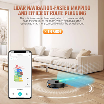 Loorow 3-in-1 Robot Vacuum and Mop Combo, Self Emptying Station for 60 Days, Robotic Vacuum Cleaner with LiDAR Navigation & Max Strong 4500Pa Suction, WiFi/App/Alexa Self-Charging Replaceable Dust Bag