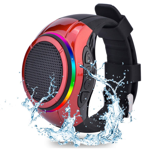 Frewico Wearable Portable Waterproof Bluetooth Speaker Watch X10 Clip Speaker MP3 Player Handsfree Clear Call Speakerphone,TWS,SD Card Slot,Selfie for Working, Running, Cycling(Red)