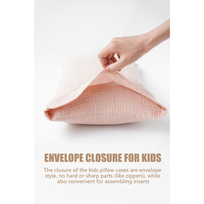 Konssy Muslin Toddler Pillowcase for 13x18 Pillow, 2 Pack Soft & Breathable Cotton Toddler Pillow Case, 100% Cotton Travel Pillow Covers for Baby Kids (Floral, Pink)