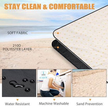 Picnic Outdoor Blankets Waterproof Large - Beach Mat Sand Free Foldable with Carry Strap | Portable Camping Blanket | Park Blanket for Grass Park, Hiking, Travel, Concerts, Indoor (Yellow Flower)