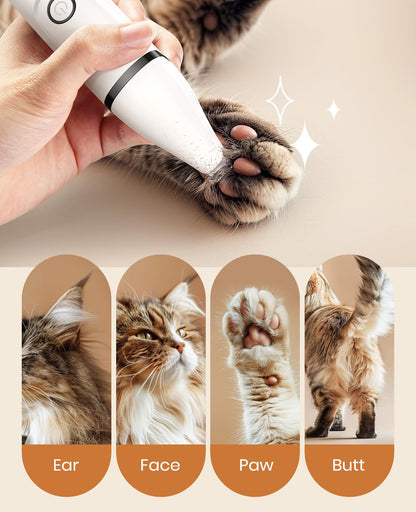 oneisall Cat Grooming Kit, 3 in 1 Quiet Cat Clippers for Thick Matted Paw Hair Trimmer, Heavy Coat Butt Shaver Cordless Pet Clippers Fur Trimmer for Dogs and Other Small Animals at Home Travel