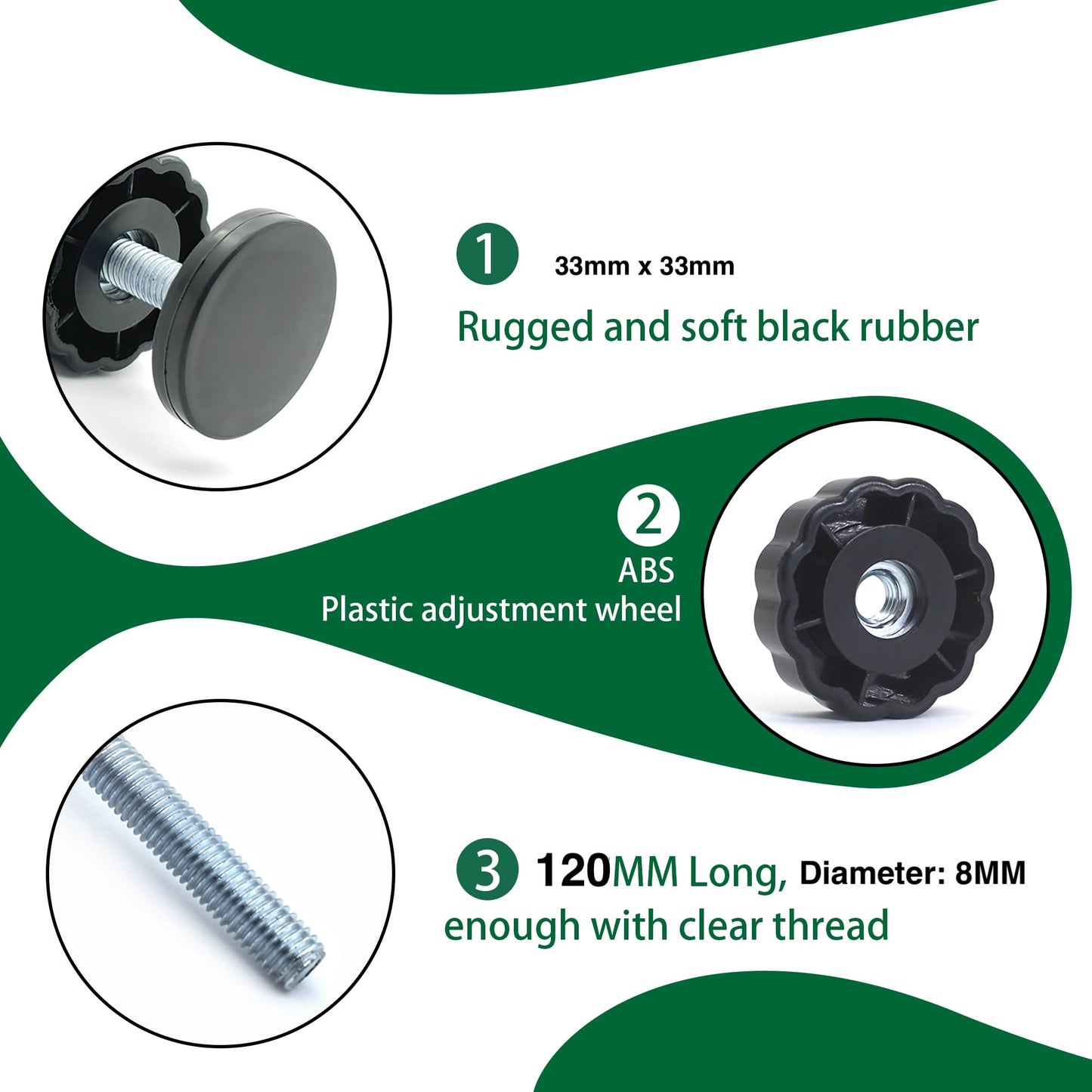 4 Pack 8MM Baby Gate Threaded Spindle Rod, Replacement Hardware Parts Kit for Pet & Dog Pressure Mounted Safety Gates - Extra Long Wall Mounting Accessories Screws Rods Adapter Bolts Black