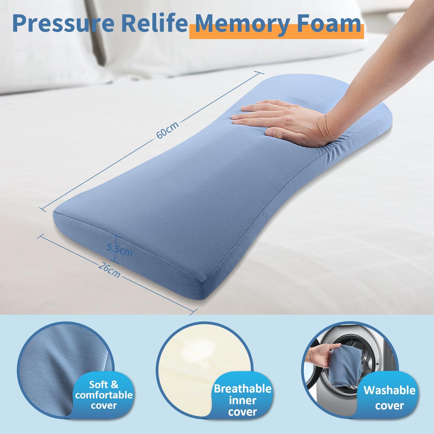 Lumbar Support Pillow for Bed Relief Back Pain: Lower Back Pillow for Sleeping - Memory Foam Waist Pillow - Back Wedge Bolster Pillow for Side, Back&Stomach Sleepers - Bed Rest Pillow for Car, Sofa
