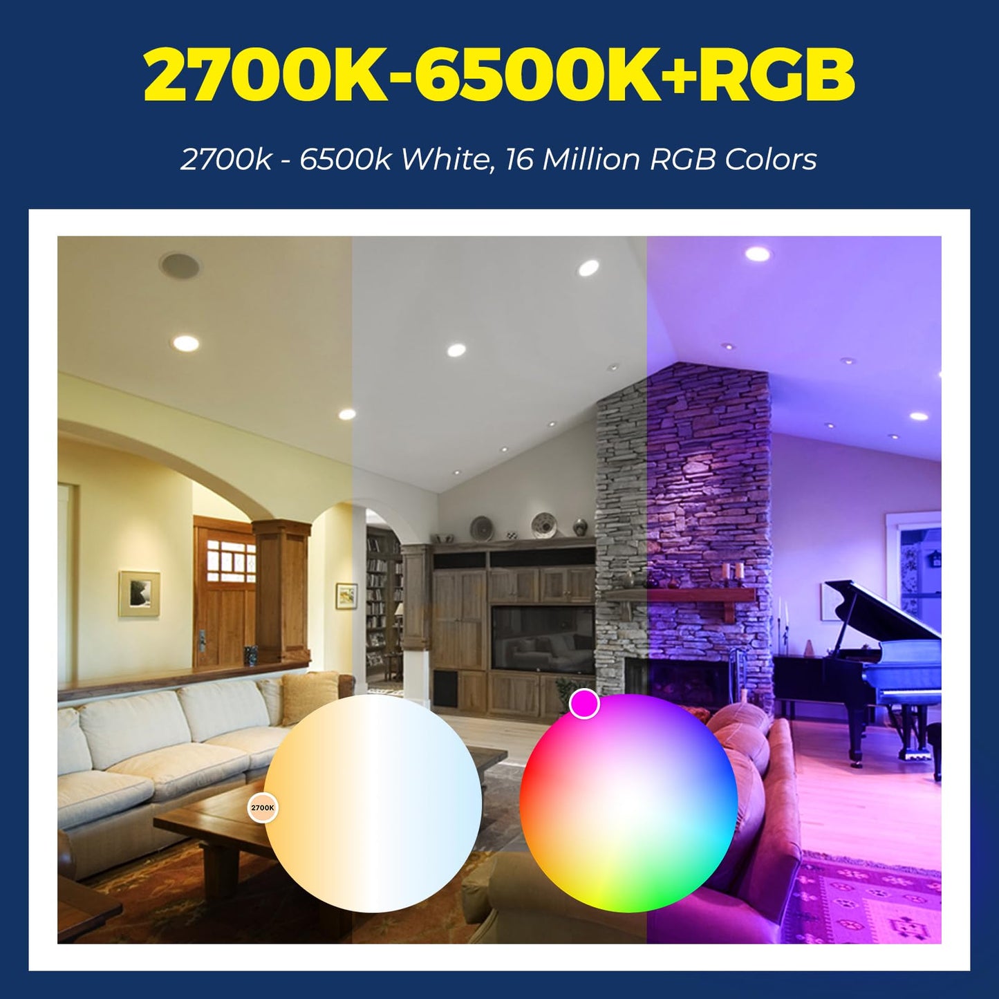 Lightinginside Smart Light Bulb 75W Equivalent, 1100LM 12W RGBCW BR30 E26 Bulb Works with Alexa/Google Home/Smart Life, 2.4G WiFi Bluetooth Recessed Flood LED Bulbs, No Hub Required, ETL Listed, 4PCS