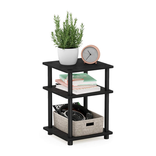 Furinno Turn-N-Tube Easy Assembly Multipurpose End Table / Side Table / Sofa Table / Nightstand, Round Tubes, Blackwood