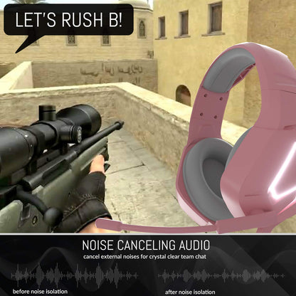 Orzly Gaming Headset (Pink) for PC and Gaming Consoles PS5, PS4, Xbox Series X | S, Xbox ONE, Nintendo Switch & Google Stadia Stereo Sound with Noise Cancelling mic - Hornet RXH-20 Nakuru Edition