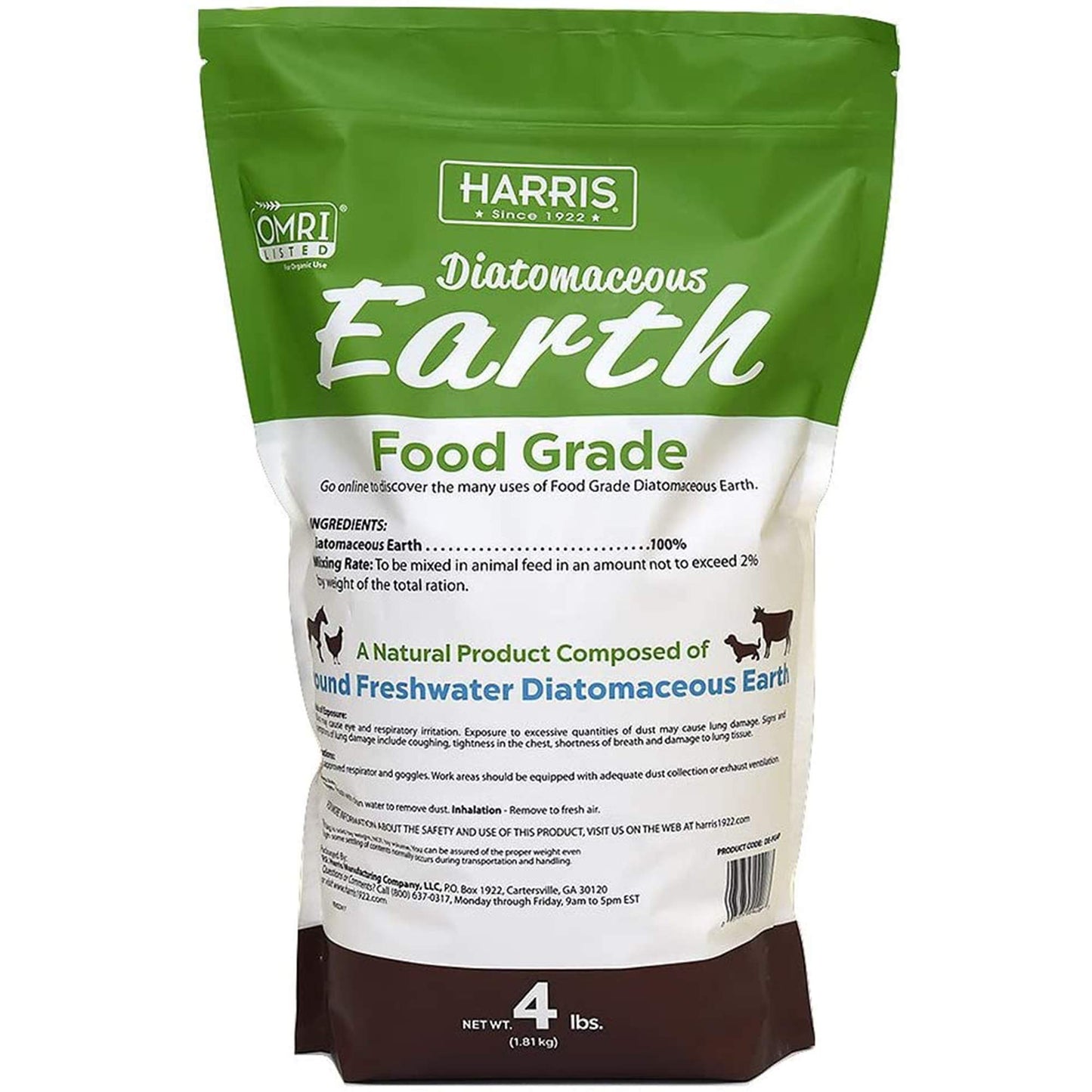 HARRIS Diatomaceous Earth Food Grade, 4lb with Powder Duster Included in The Bag