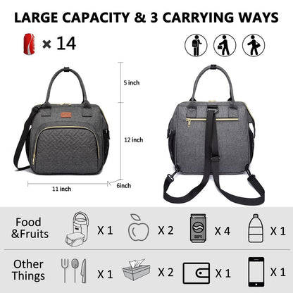 MCBD Lunch bags Insulated Lunch Box for Women,3 Carrying Way Large Tote Bag,Leakproof Reusable Cooler Backpack with Adjustable Shoulder Strap for Office Picnic Beach