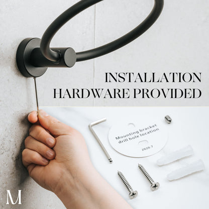 MARMOLUX ACC Matte Black Towel Ring - SUS304 Stainless Steel Wall Mounted Hand Towel Holder for Bathroom - Kitchen & Bathroom Towel Rack - Black Towel Hanger - Bathroom Towel Holder - Hand Towel Rack