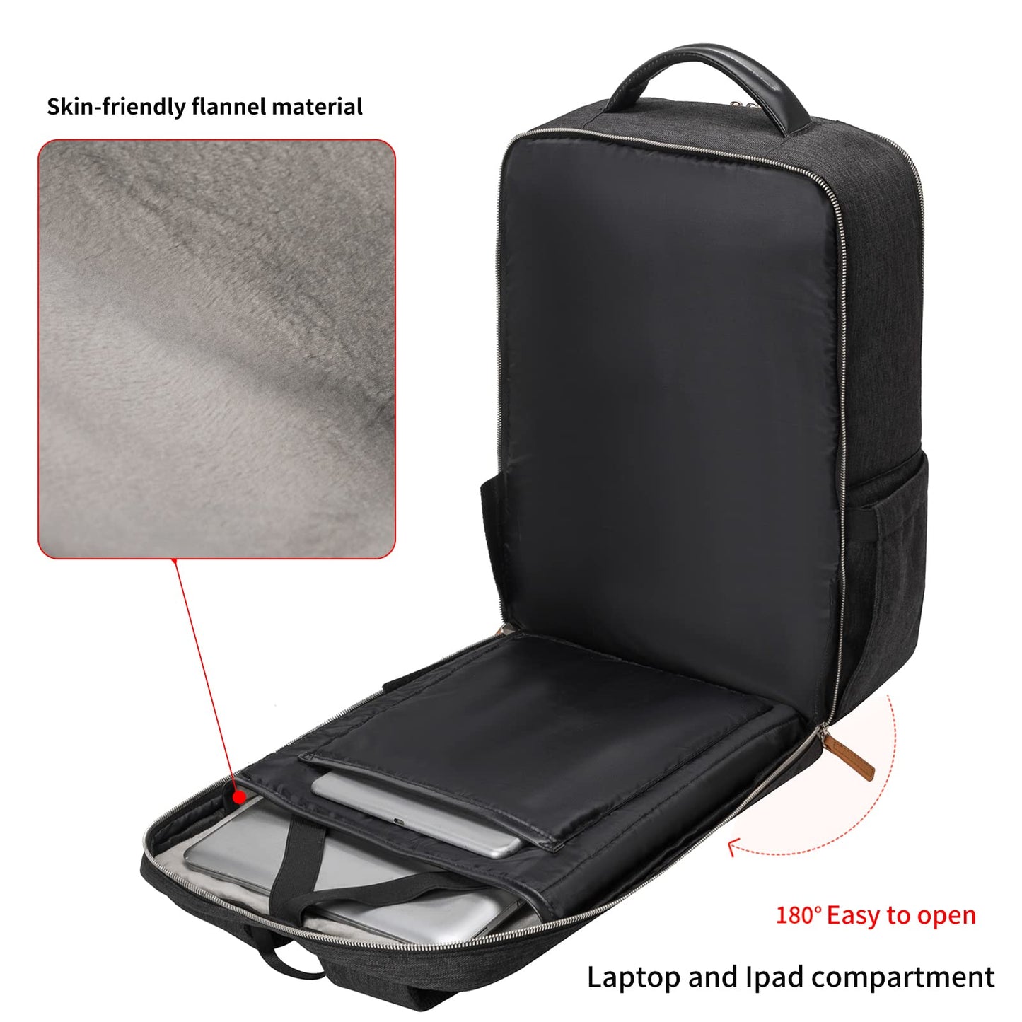 NOBLEMAN Professional Laptop Computer Backpack Men, Luxury Expandable Travel Business Office Backpacks for Executive Men, Nice Leather Waterproof College Bookbag Bag Fits 17 Inch Tech Laptop (Black) ﻿