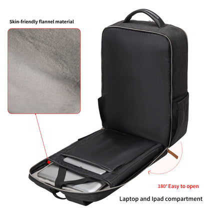 NOBLEMAN Professional Laptop Computer Backpack Men, Luxury Expandable Travel Business Office Backpacks for Executive Men, Nice Leather Waterproof College Bookbag Bag Fits 17 Inch Tech Laptop (Black) ﻿