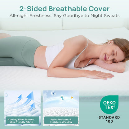2 Inch Dorm Mattress Topper Twin Size, Memory Foam Mattress Topper for Back Pain Relief, Dorm Room Bed Topper with 2-Sided Breathable Cover, Ergonomic 5-Zone Design, Dorm Room Essentials
