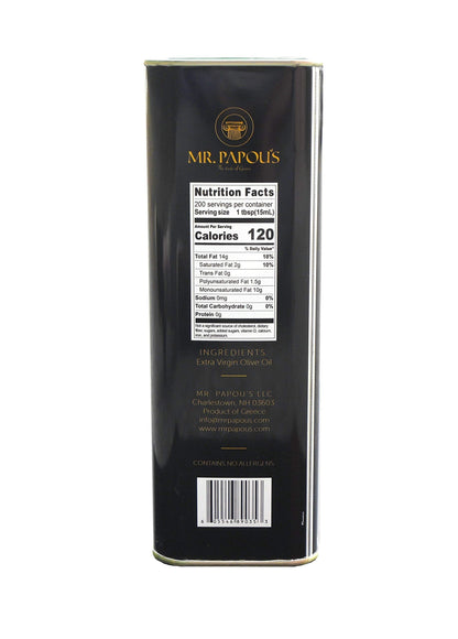Mr. Papou's | Extra Virgin Olive Oil | First Cold Pressed | Family Owned | Harvested in Greece | 3 Liter - 101.4 fl oz (3 Liter)