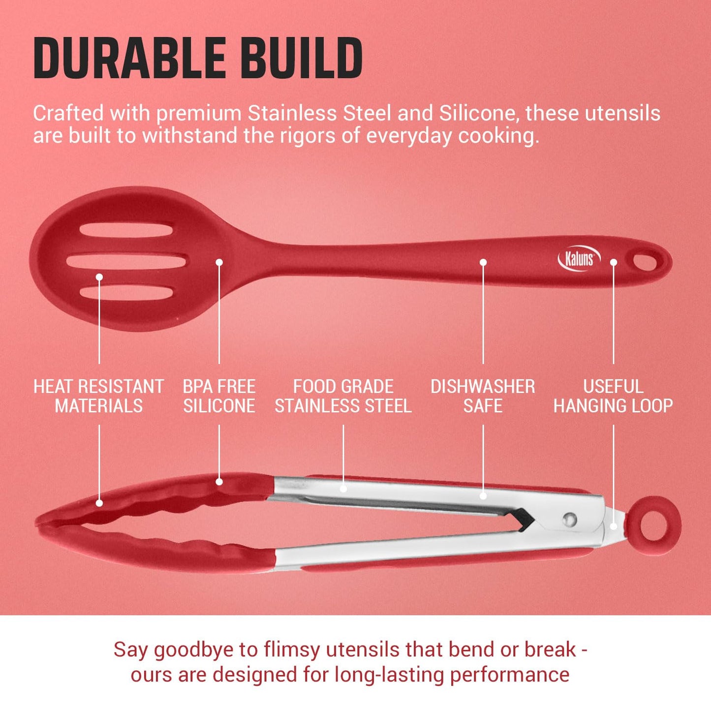 Kaluns Silicone Kitchen Utensils Set 24 Pcs Silicone Cooking Utensils Set - Can Opener, Masher, Turner, Spatula 446°F Heat Resistant Non-Stick - Premium Silicone and Stainless Steel Utensil Set