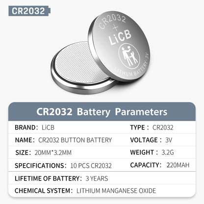 LiCB CR2032 Battery,Long-Lasting & High Capacity CR 2032 3V Coin & Button Cell Lithium Batteries with Adaptive Power and Superior Safety (20-Pack)