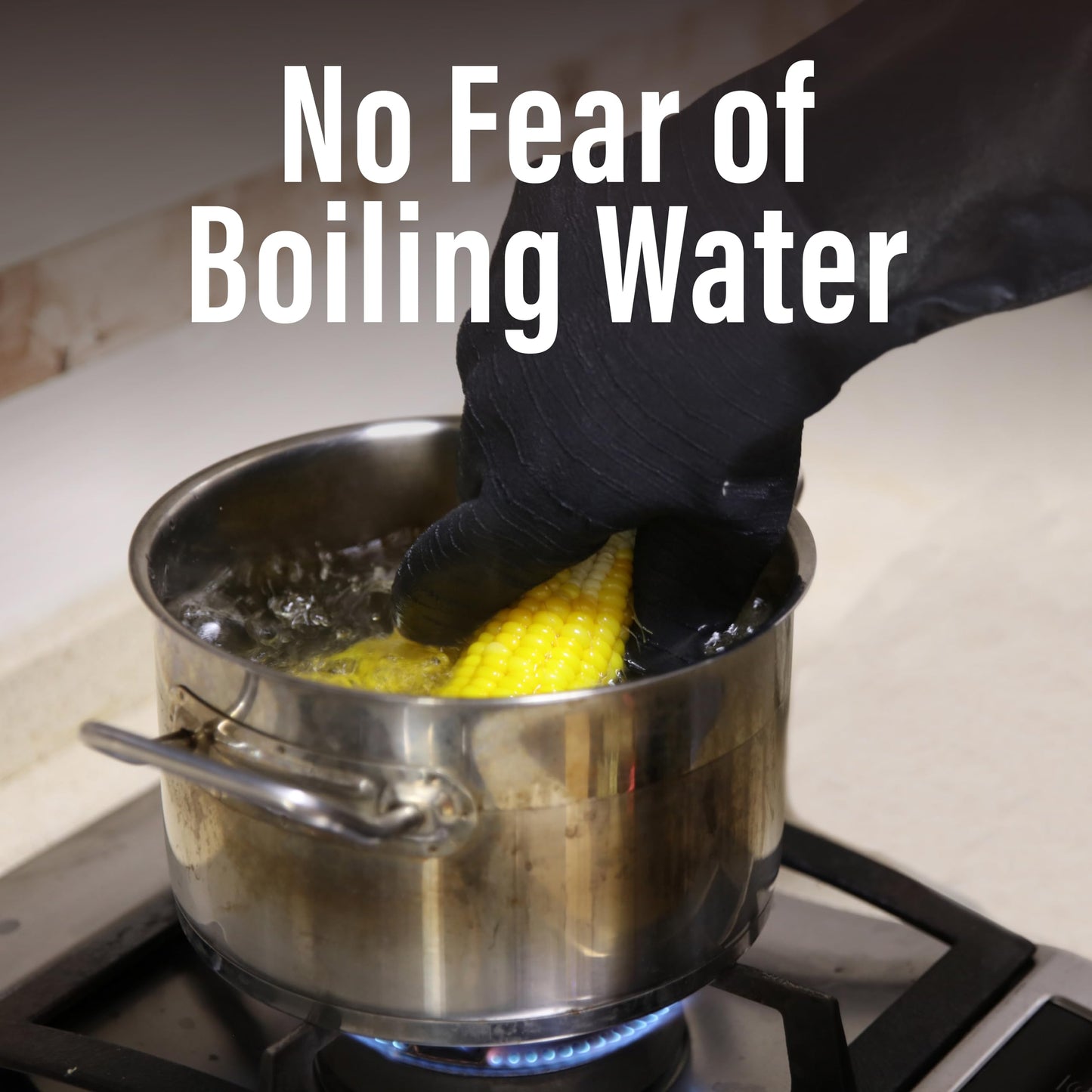 RAPICCA 932°F Heat Resistant BBQ Grill Gloves: Oil Resistant Waterproof for Smoking Grilling Cooking Barbecue Deep Frying Turkey Rotisserie Handling Hot Greacy Meat Stocking Stuffers - Long Sleeve