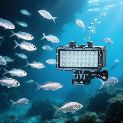 Suptig Diving Light High Power Dimmable Waterproof LED Video Light Fill Night Light Diving Underwater Light Waterproof 147ft for Gopro Hero 13/Hero 12/11/10/9/8/7/6/5/5S/4/3+ More Action Cam