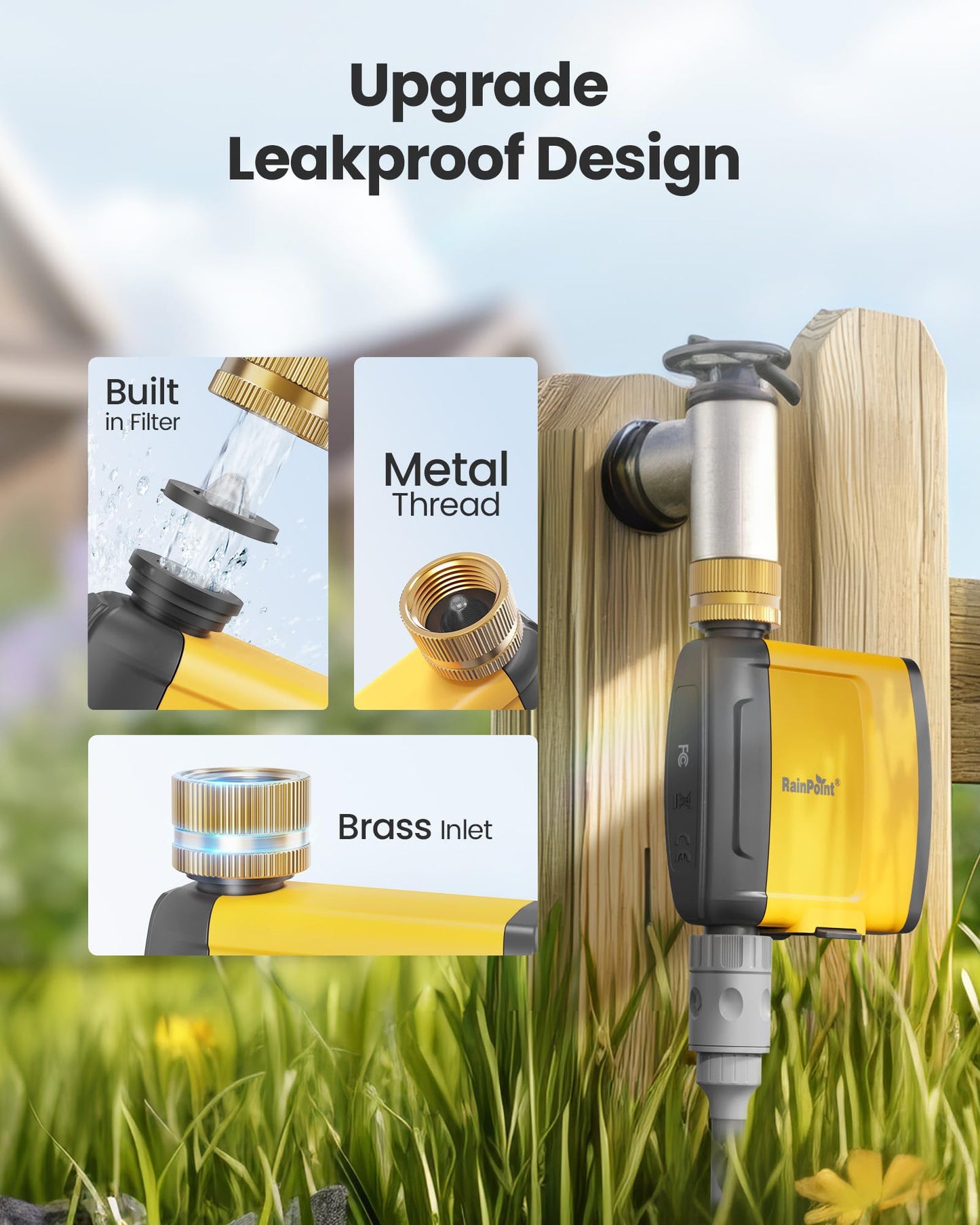 RAINPOINT WiFi Water Timer, Smart Hose Timer WiFi Irrigation Controller, Wireless Watering System Valve, APP & Voice Control, Weather-Based Automatic Rain Delay, Brass Inlet