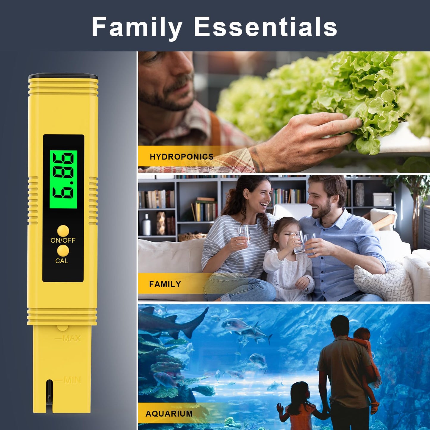 2024 All-New pH Meter for Water - High Accuracy Digital pH Tester (0.01 Precision) with UL Certification and 3 pH Calibration Powders - Ideal for Home Water, Hydroponics, Aquariums, Pools, and More
