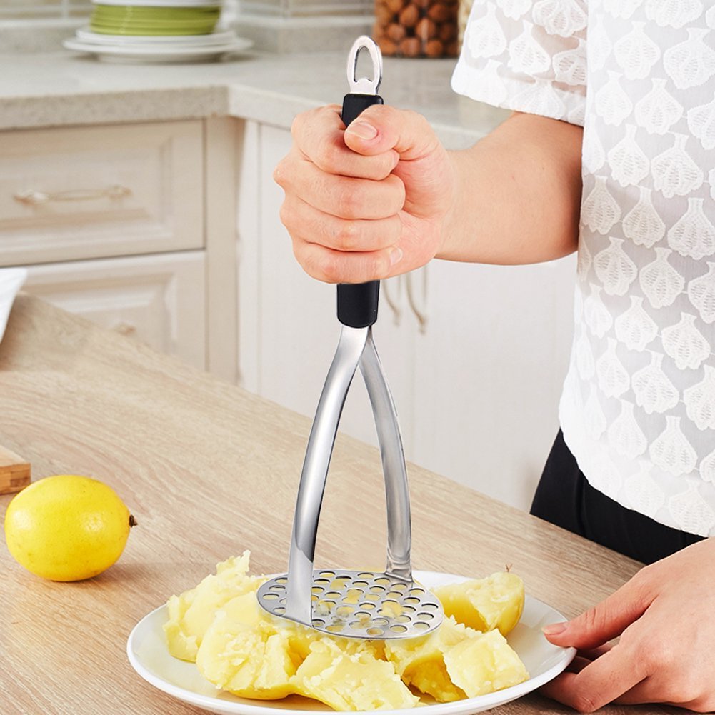 Joyoldelf Heavy Duty Stainless Steel Potato Masher, Professional Integrated Masher Kitchen Tool & Food Masher/Potato Smasher with Silicone Handle, Perfect for Bean, Vegetable, Fruits, Avocado, Meat