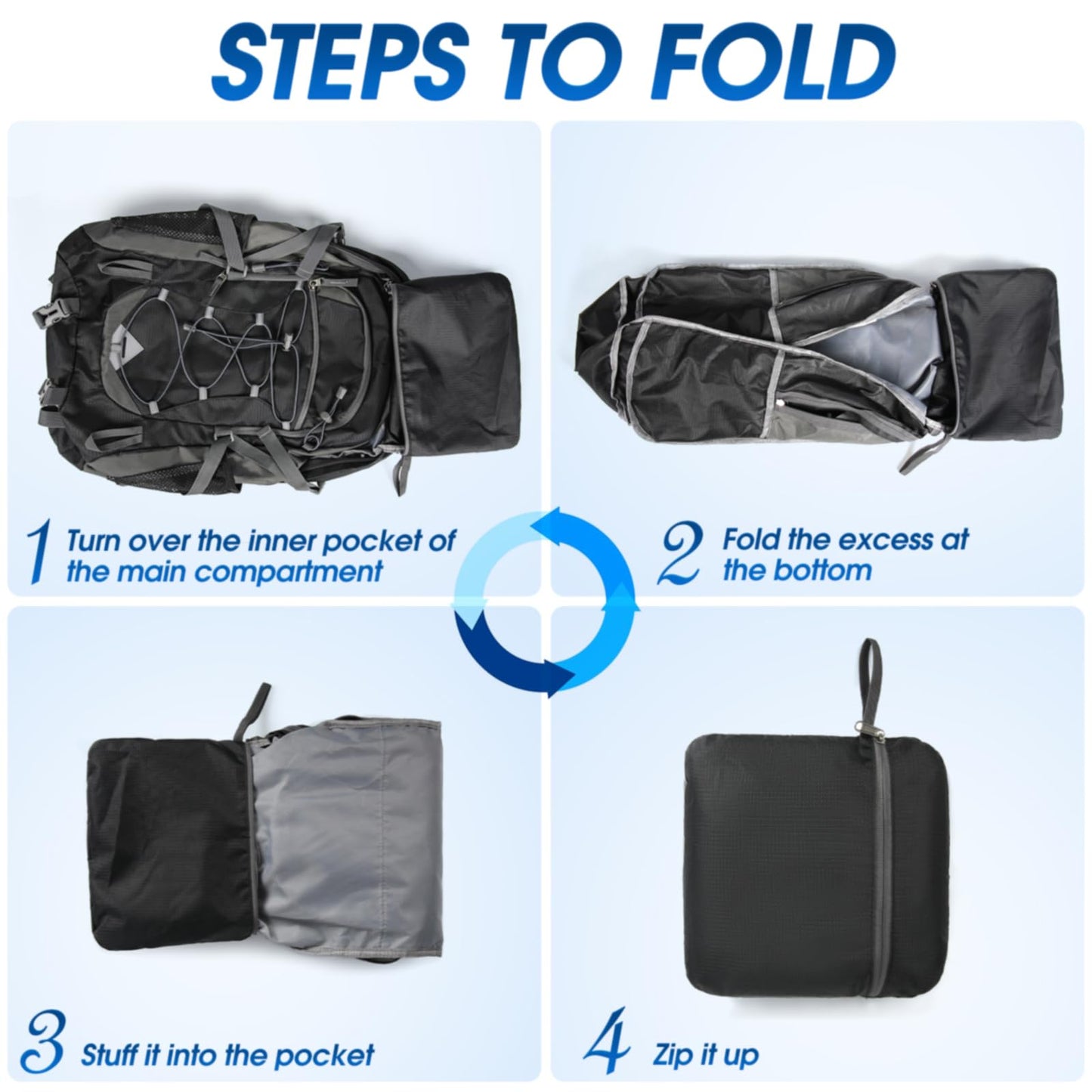 IGOLUMON Hiking Backpack 40L Packable Lightweight Camping Backpack Men Women Waterproof Hiking Daypack Outdoor Travel Daypack,Black