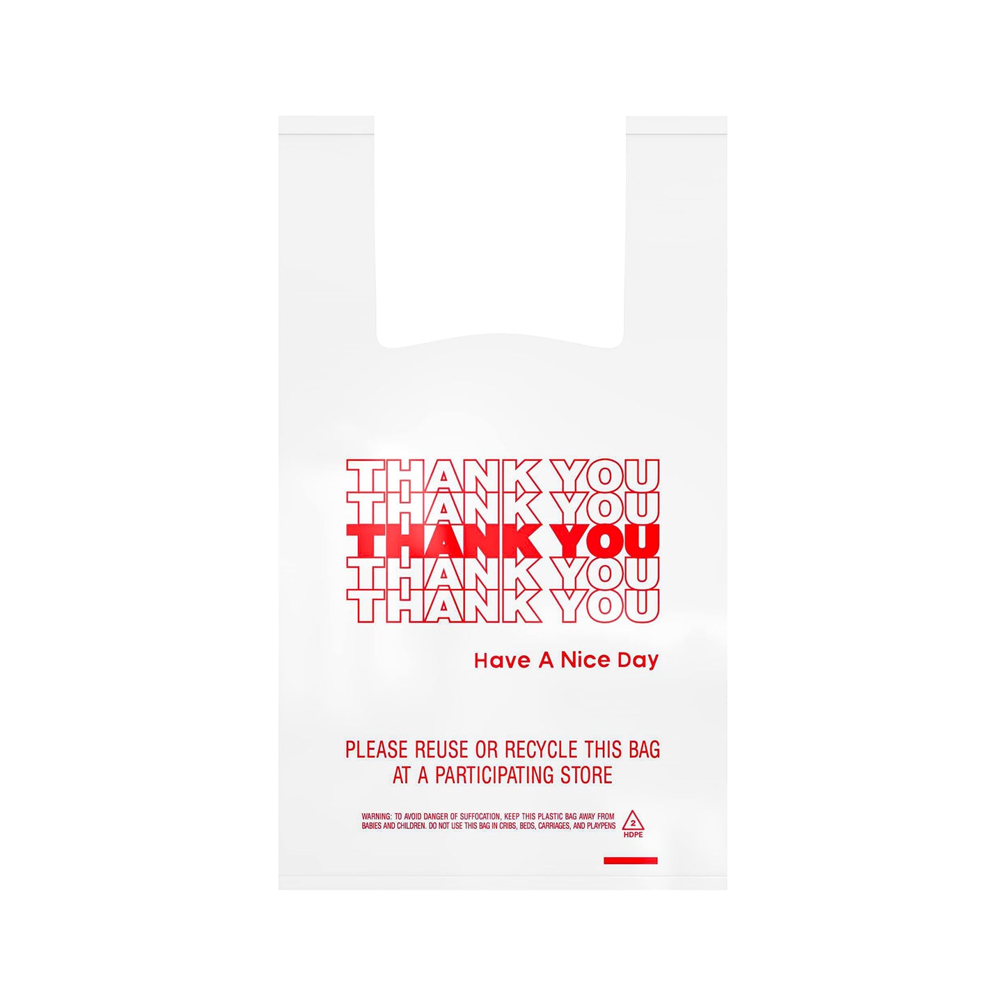 400 Pack Thank You T-Shirt Bags - Premium Quality 15 Mic (0.6 Mil) Thick Reusable Plastic Bags: 11.5" x 6.5" x 21