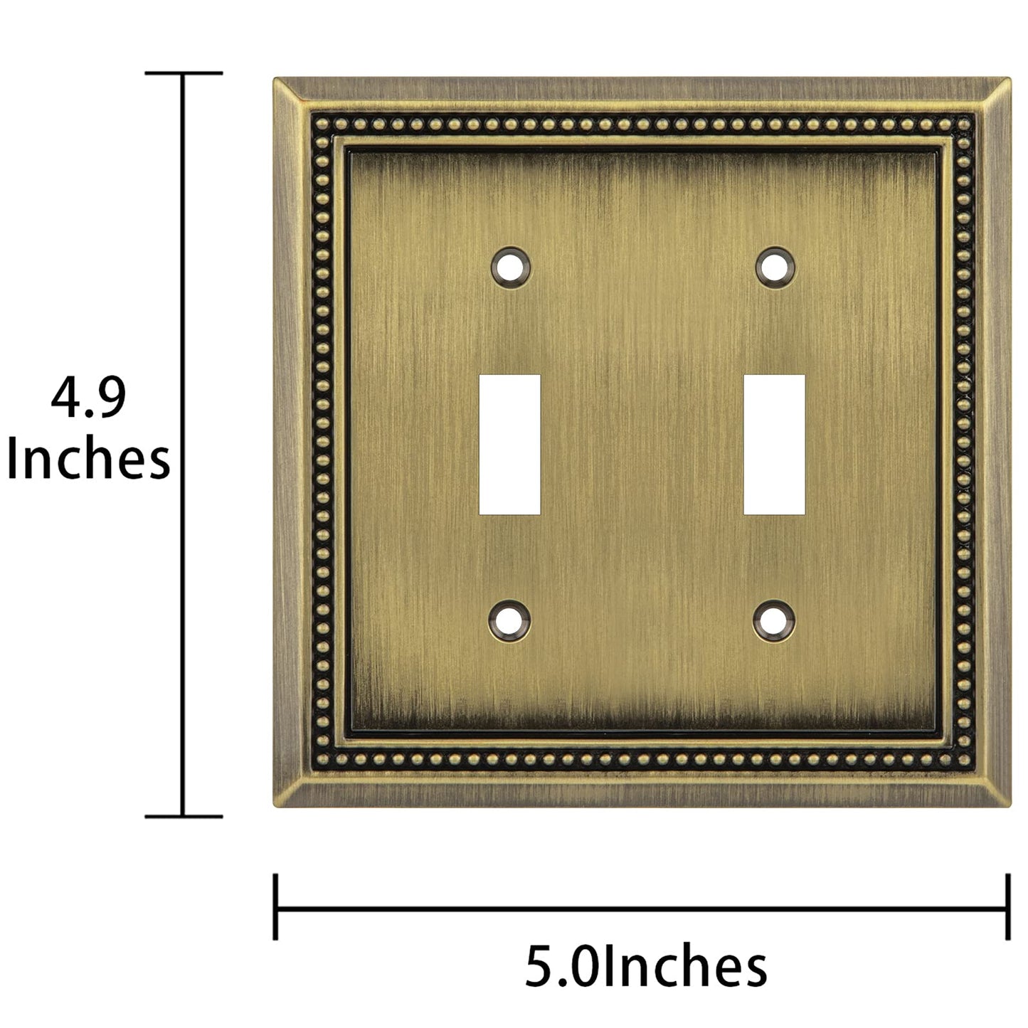 Henne Bery Sunken Pearls Heavy Duty Decorative Wall Plate Switch Plate Outlet Cover (Double Toggle, Antique Brass)