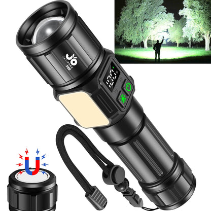 JAY-PARK Flashlights High Lumens, Rechargeable Flashlight 10000 Lumens with Magnetic, Bright Flash Light 9 Modes with 5000 mAh Battery, Tactical Flashlight for Camping, Hiking, Dog Walking