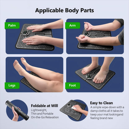 Phixnozar Transcutaneous Electronic Nerve Stimulator, EMS Foot Massager for Muscle Relaxation, LCD Display Screen,Back & Legs Massager