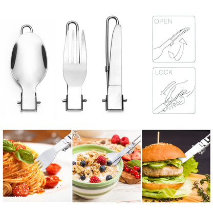 Odoland Camping Cookware Stove Carabiner Canister Stand Tripod and Stainless Steel Cup, Tank Bracket, Fork Spoon Kit for Backpacking, Outdoor Camping Hiking and Picnic,Green