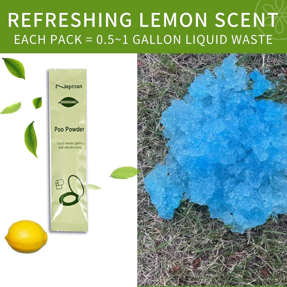 Portable Toilet Powder. Outdoor Toilet. Neutralize Odor/Fast-Acting Gel. Emergency Toilet Chemicals. Porta Potty Chemicals Degradable. Go with Porta Potty for Camping (2 Pack)