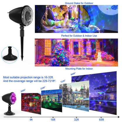 Halloween Projector Lights Outdoor,Christmas Decorations Holiday Projector,Water Wave Ocean Effect Night Light with Remote,Waterproof LED Landscape Light for Wedding Garden Wall Tree Decoration