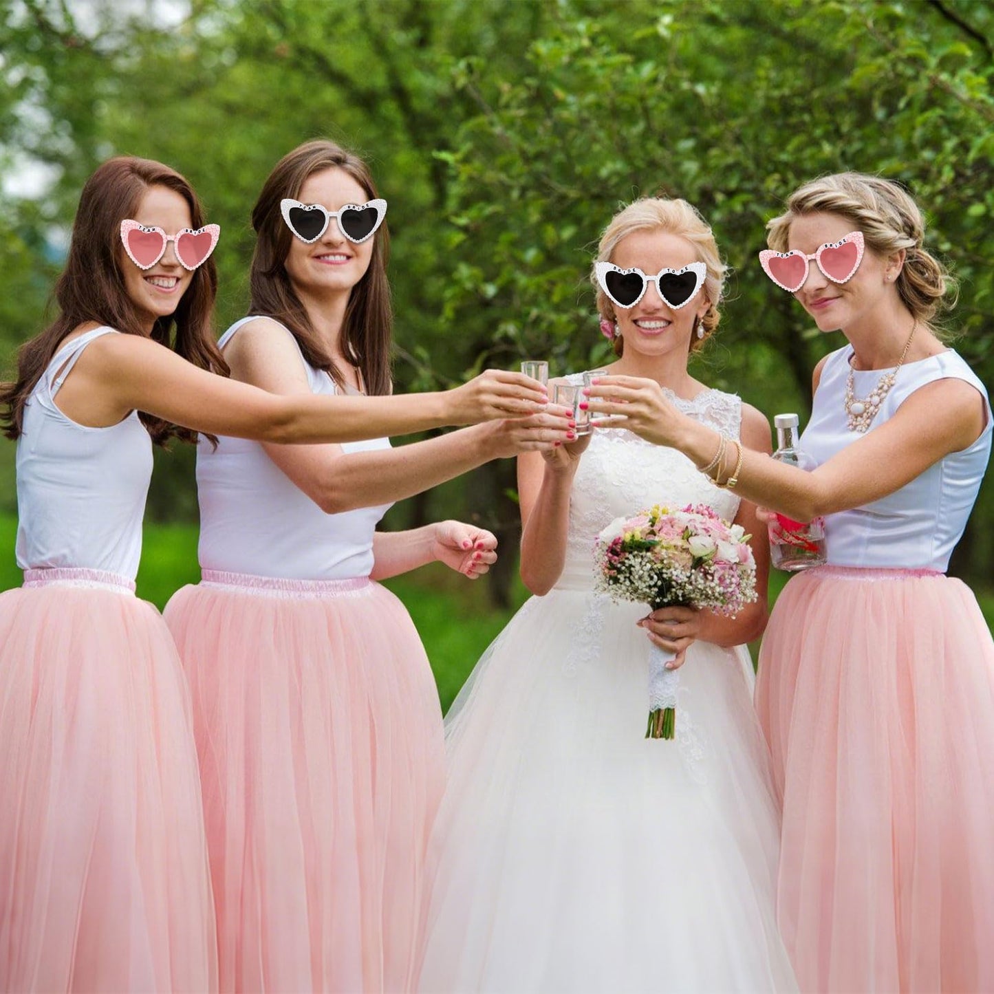 Etercycle Team Bride Sunglasses, Bridesmaid Proposal Gifts Heart Shaped Glasses, Pink Women's Sunglasses Bridal Engaged Gift For Bachelorette Party Favors