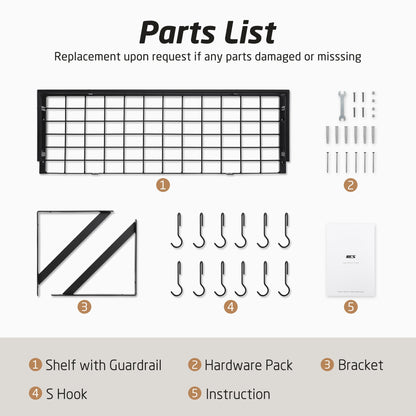 KES 30-Inch Kitchen Pan Pot Rack Wall Mounted Hanging Storage Organizer Wall Shelf with Hooks Matte Black, KUR215S75A-BK